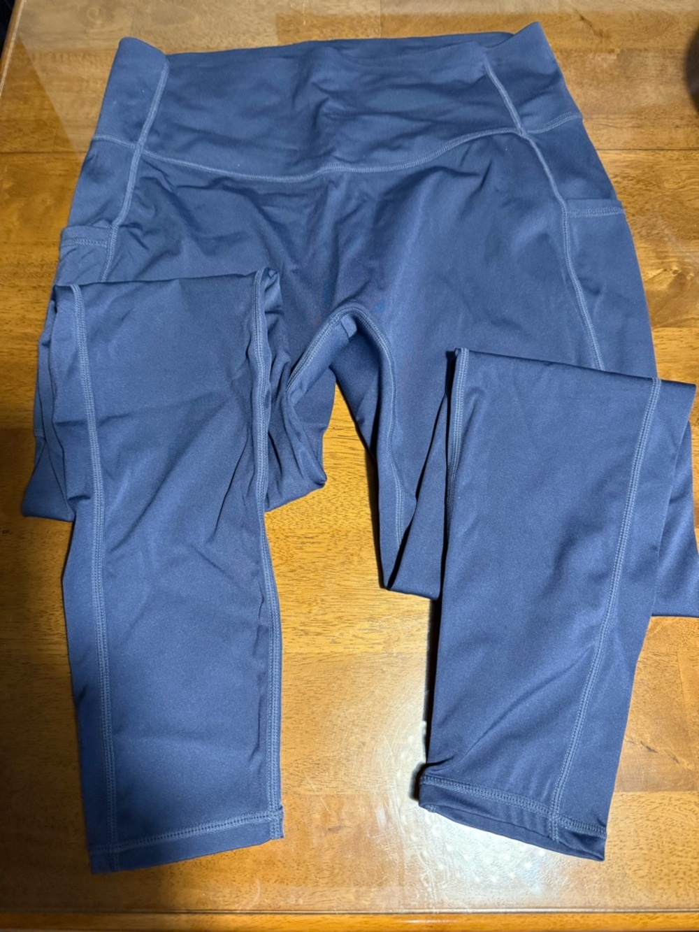 High-Waist Navy Active Leggings with Side Pockets